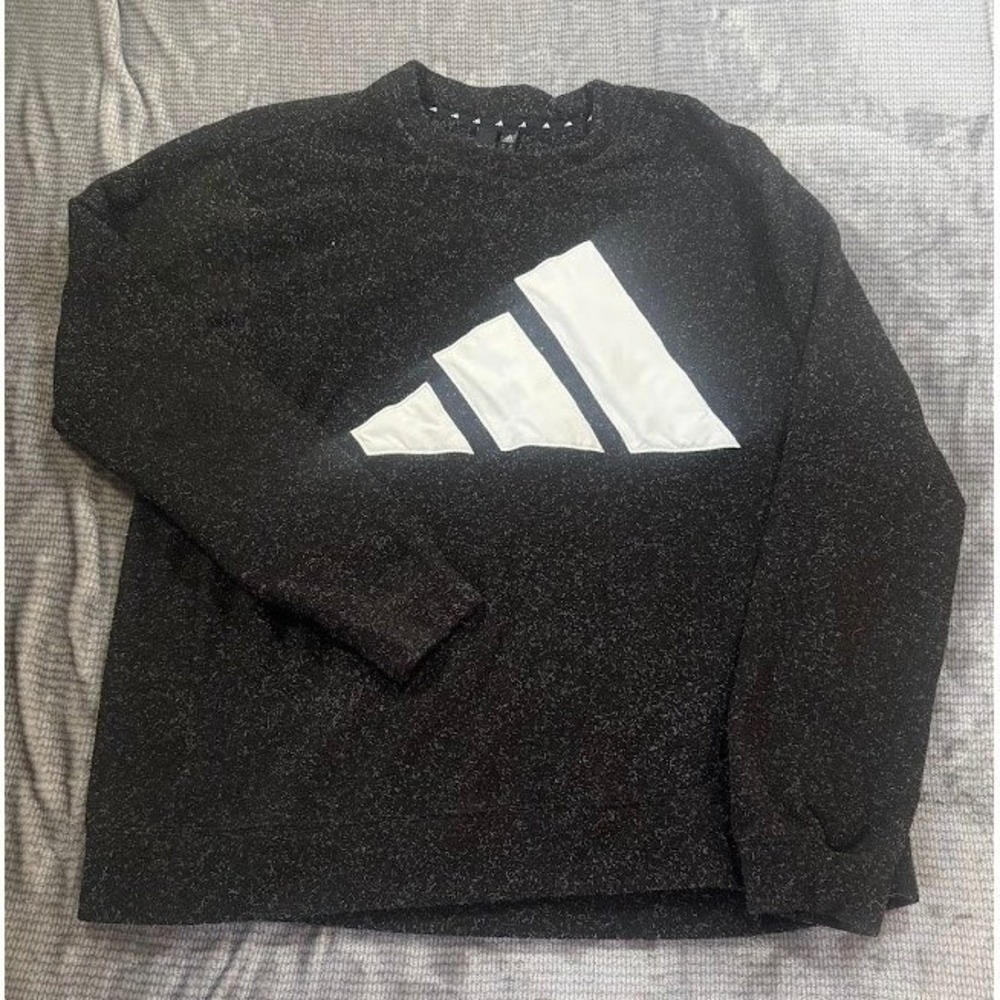 Adidas Mens 2XL Future Icons Fleece Sweatshirt 2XLBlack Heather Oversized 3-Bar